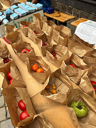Vielfalt der Kulturpflanzen, hier verschiedene Tomatensorten lockten Gäste in den Kühn-und-Klug-Laden. Foto: Sarah Barnert/JKI