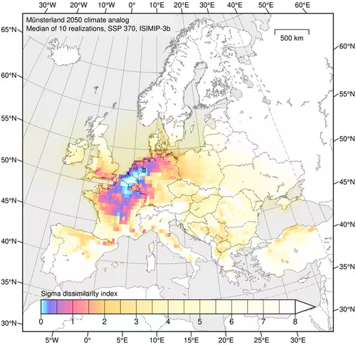 Abbildung 3.2 Münsterland – CMIP6 / SSP 370
