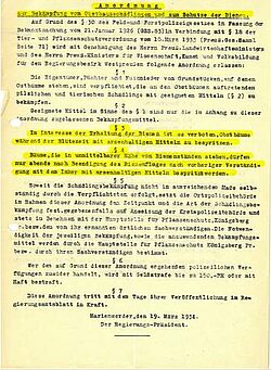 Die erste Version einer "Bienenschutzverordnung" in Deutschland aus dem Jahr 1934 (Quelle: Archiv der UBieV, JKI)