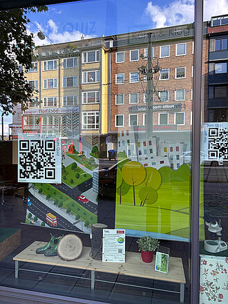 Ein QR-Code führte die Passanten zu einem Stadtpflanzen-Quiz. Foto: Sarah Barnert/JKI